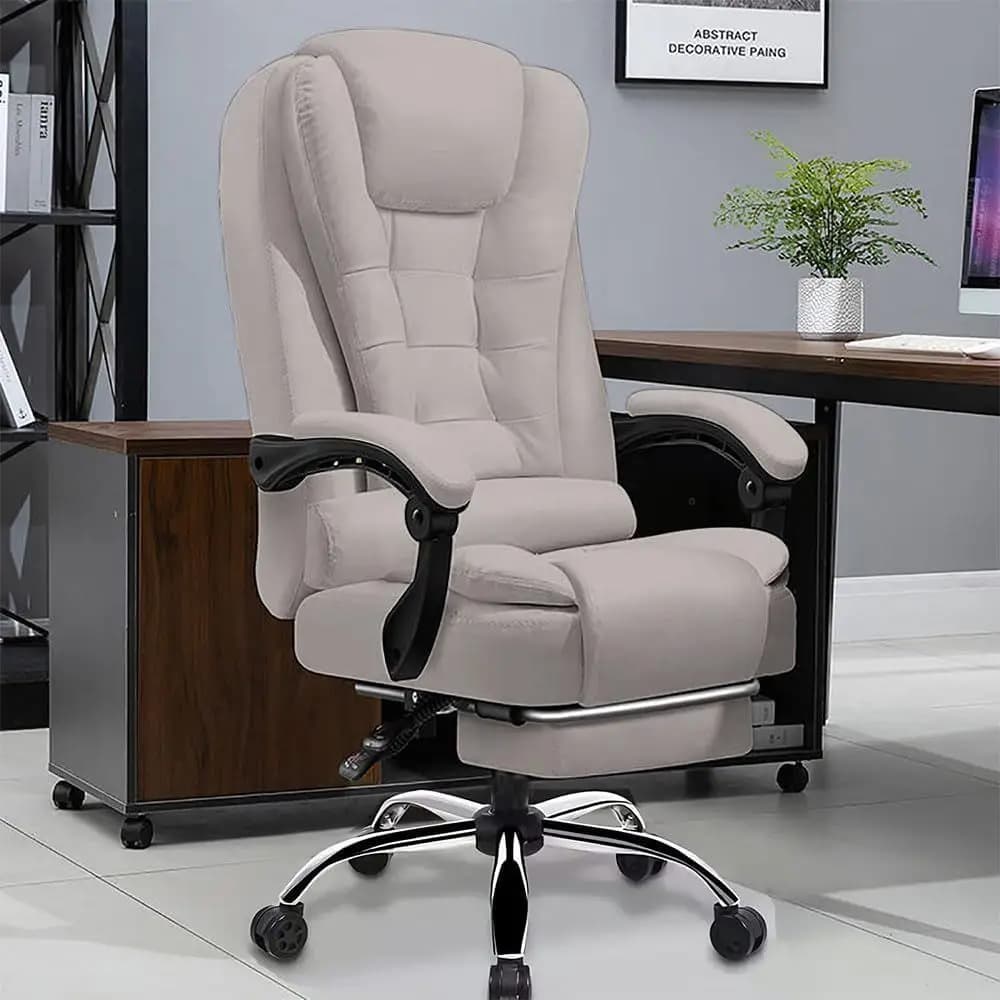 Sedia Ergonomica in Pelle con Schienale Alto e Poggiapiedi per Persone di Statura Alta, Ideale per Ufficio Dirigenziale, Home Office e Gaming