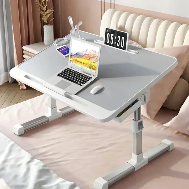 Scrivania pieghevole per laptop con ascensore per letto Supporto regolabile Tavolo da colazione portatile Vassoio per colazione Scrivania con cassetto per mangiare giochi di lavoro