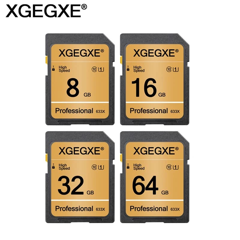 SD card XGEGXE 32GB Class 10 high speed 633x, 4GB 8GB 16GB UHS-1 video card, professional flash memory card for camera and laptop