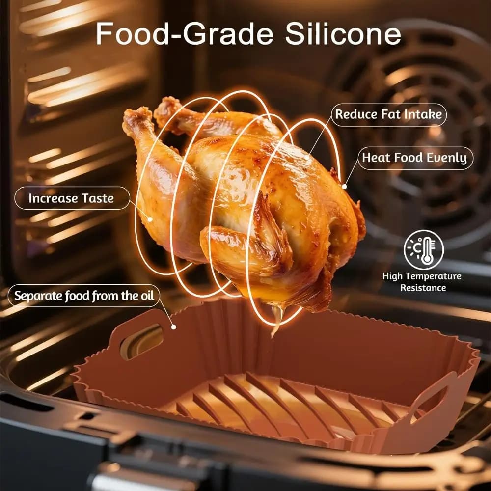Large Silicone Air Frying Basket Sheets Square Shape Non-stick Silicone Baking Board Kitchen Frying Sheet