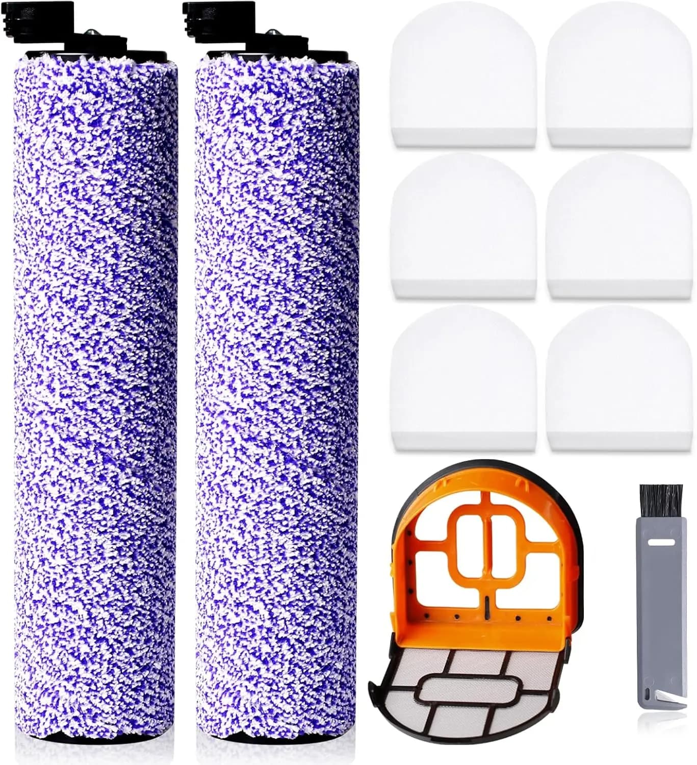 Replacement kit for vacuum cleaner 9 pieces: roller brushes and foam filters for efficient cleaning