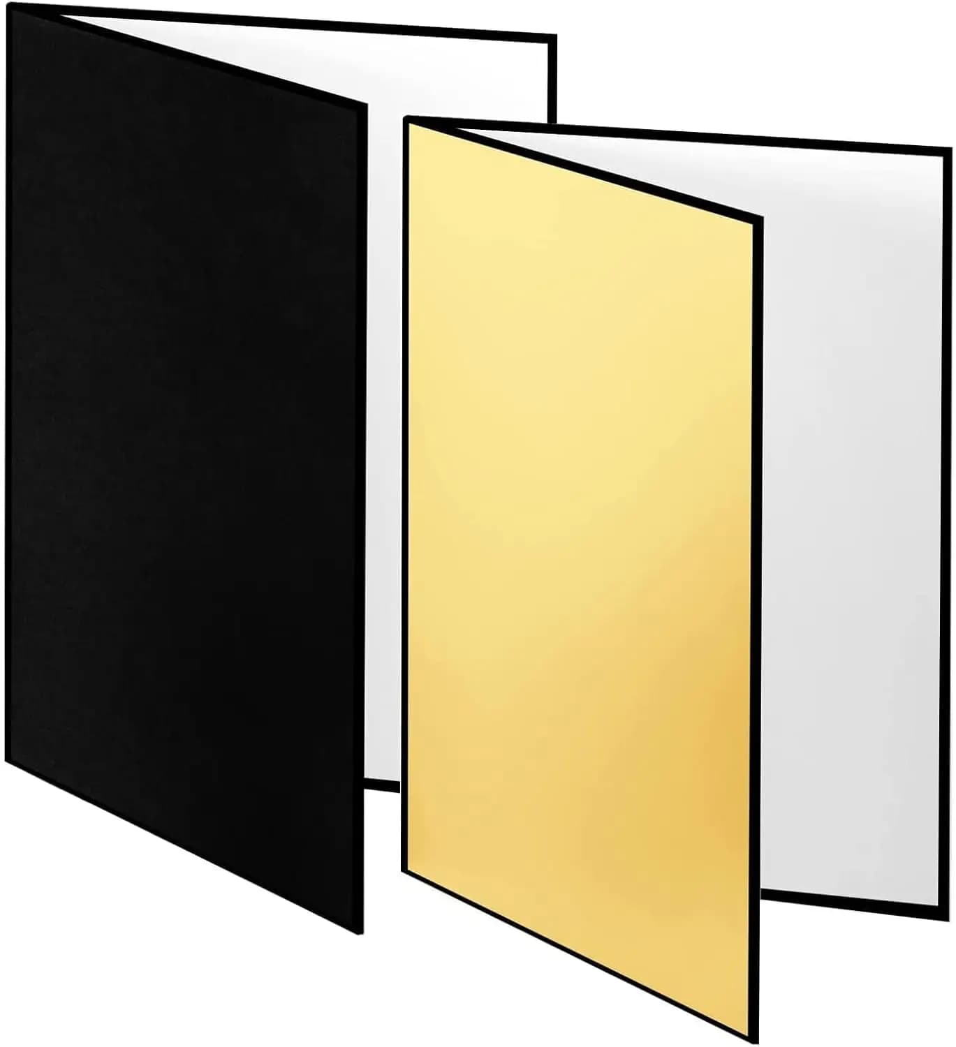 2 Photographic Reflectors A3 17x12 Inches, 4-in-1 Folding Diffuser for Photographic Study and Product Impacts - Black Silver White