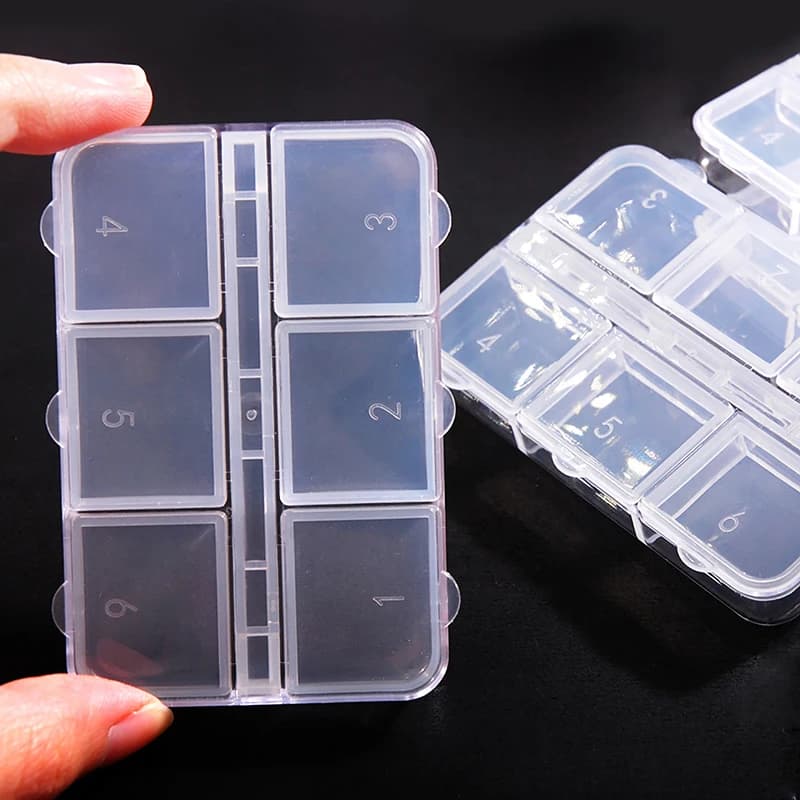 【F】6 Grids Plastic Storage Box Compartment Jewelry Necklace Transparent Organizer Case Holder Craft Organizer