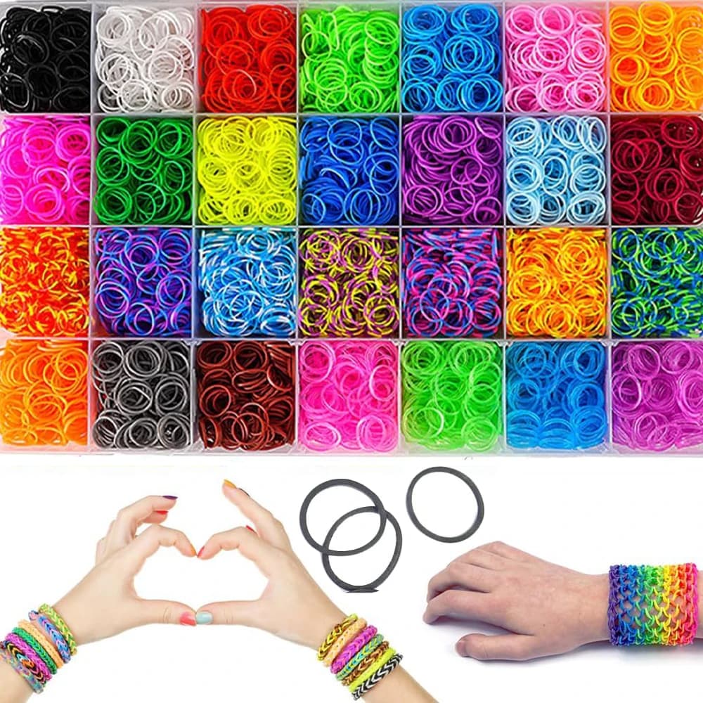 600pcs Loom Rubber Bands Kit Bracelet Making Kit for Kids Elastic Weaving Lacing DIY Crafting Gift Girl