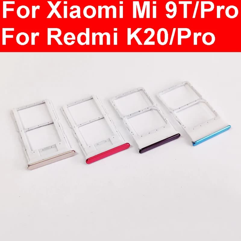 Supporto del vassoio della scheda di memoria e SIM per Xiaomi Redmi Mi 9T K20 K20 Pro Parti di riparazione di ricambio per slot per lettore di schede e SIM