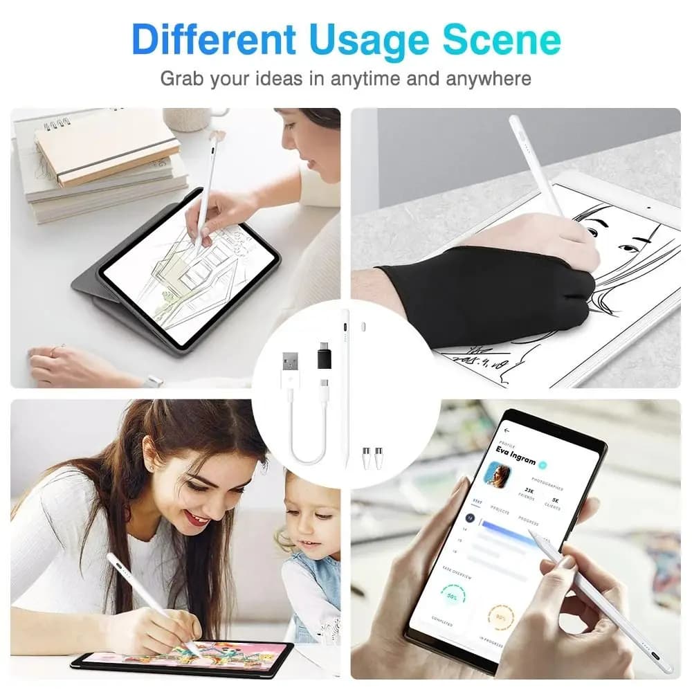 Double Rubber Head 3 in 1 Stylus Pen Phone Drawing Multifunction Tablets Pen 3 in 1 Universal Phone Stylus Phone Accessories