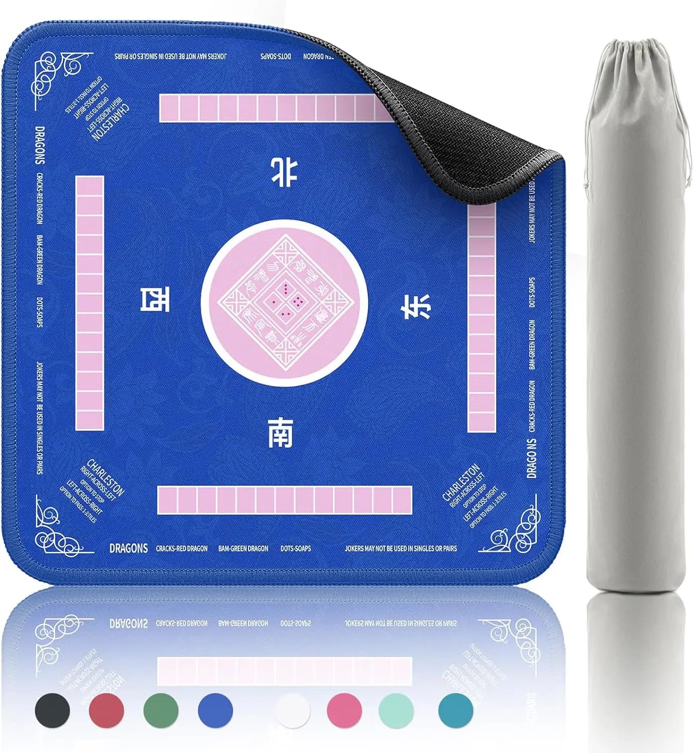 Tappetino da Gioco Antiscivolo e Fonoassorbente 32.4x32.4 Pollici per Mahjong, Poker, Giochi da Tavolo, Giochi di Carte, Domino in Blu