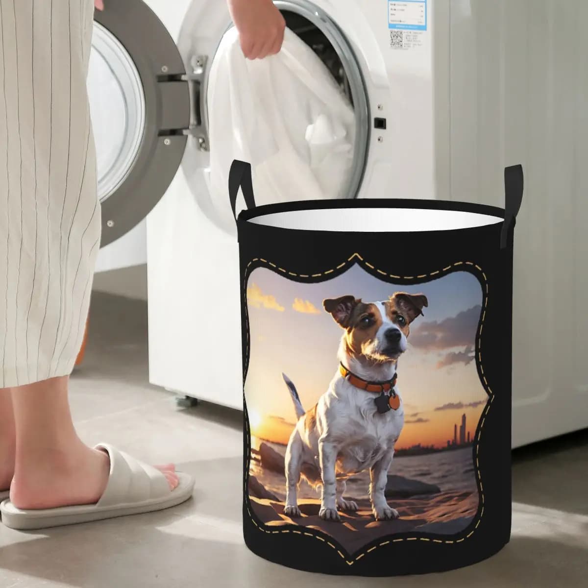 Jack Russell Dog At Sunset Clothes for Folding Clothes dirty Clothes Various Items Basket Bag for Home
