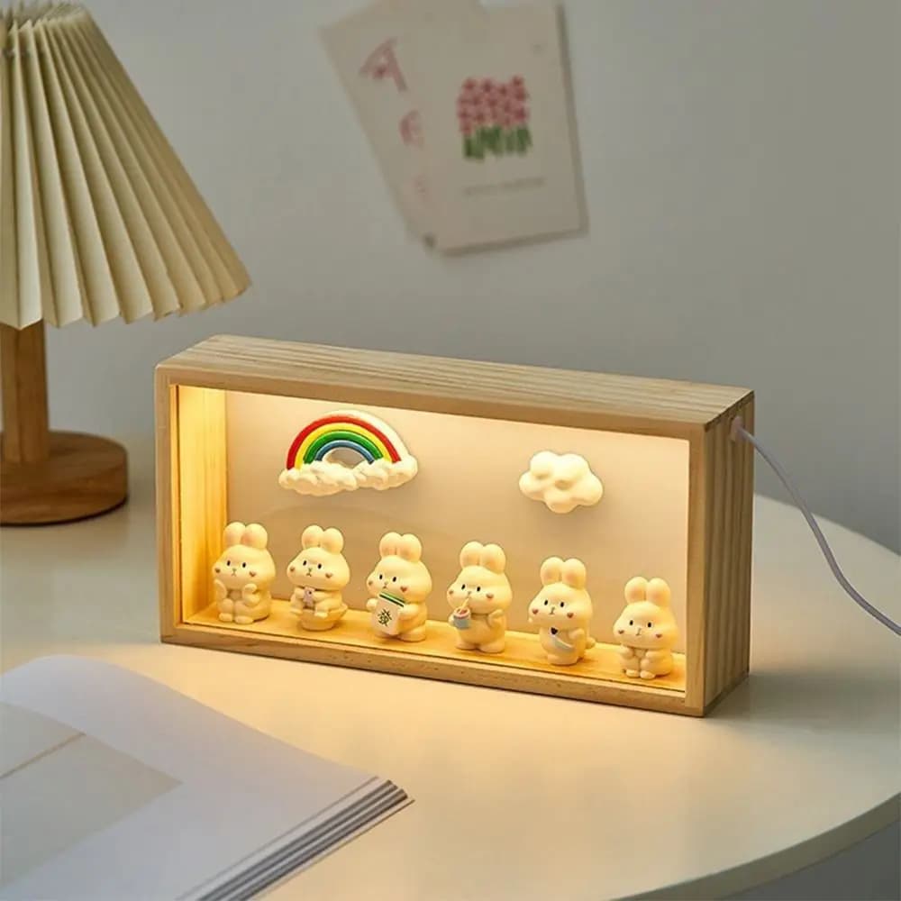 Cornice Creativa a Scatola Ombreggiata Rettangolare, Cornice Vuota 3D Fai-da-Te, Espositore Bifacciale con Luce LED, Cornice Portafoto, Regalo per il Ringraziamento