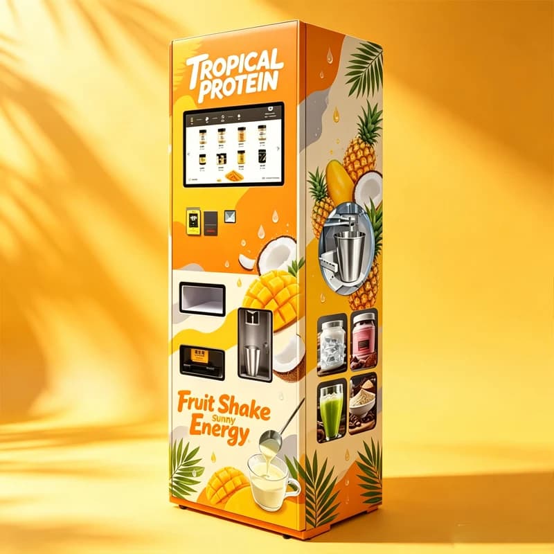 Commercial Self‑Mixing Powder Drink Vending Machine Multi Flavor Fruit Protein Shake Milk Tea Vending Equipment Customized