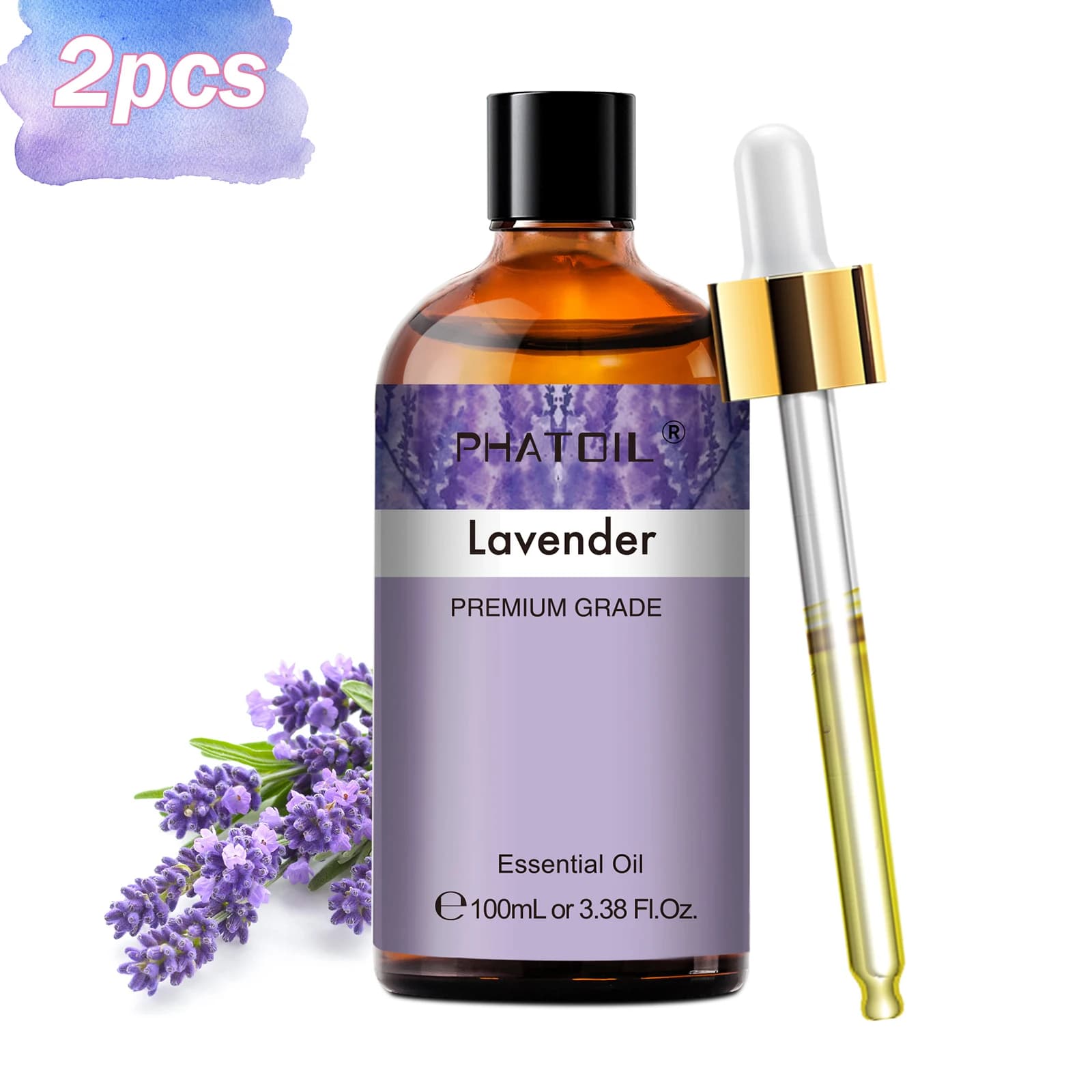 PHATOIL 2PCS 100ml Pure Essential Oils Set For Diffuser Aromatherapy Lavender Eucalyptus Vanilla Lemongrass Essential Oil