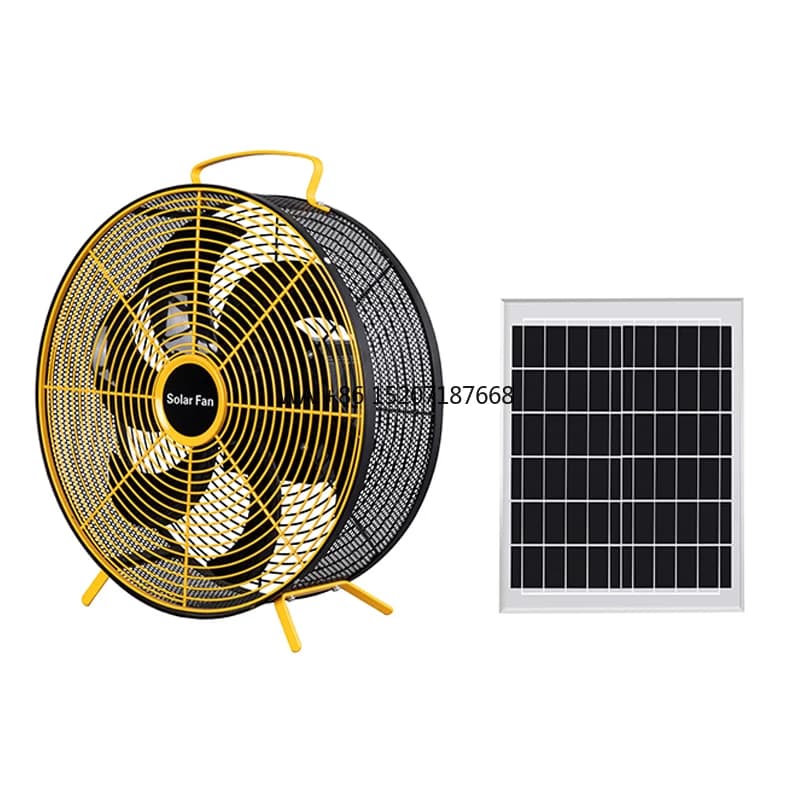 Ventilatore da pavimento solare senza spazzole 588 da 12 pollici, adattatore 5V2A Batteria al litio 4*2200 caratterizzata da 12 W Silicio monocristallino una piastra 6 V