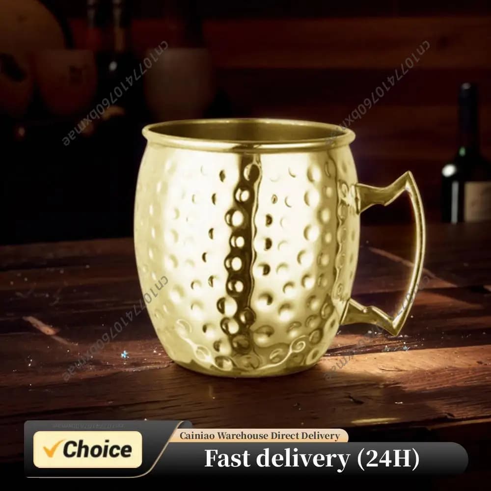 Tazza Moscow Mule con Manico, Bicchiere in Rame Placcato per Cocktail, Bevande Fredde, Birra, Vino, Bar, Feste, Regali