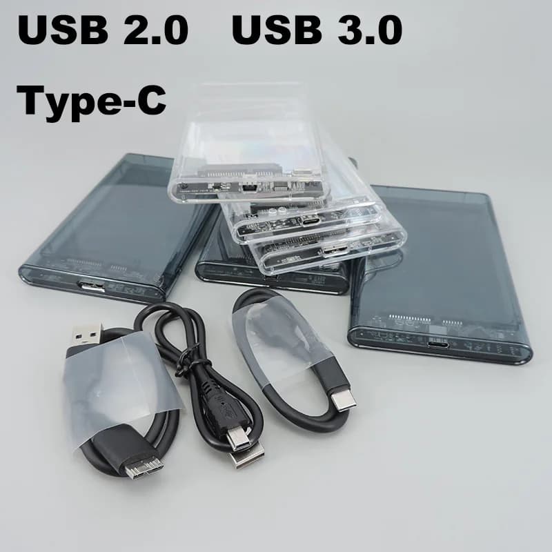 Custodia HD esterna 2.5 SATA a USB 3.0 5Gbps Disco rigido esterno portatile trasparente Custodia HDD 2.5 per PC Disco SSD Box W28