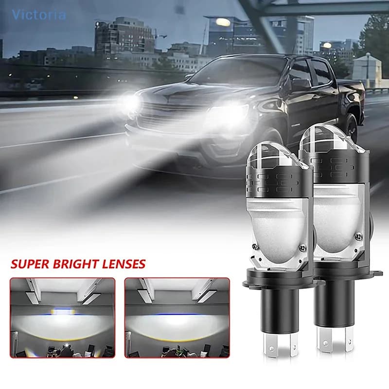 High Power H4 LED Projector Len Direct Insertion High Low Light Car Motorcycle Turbo Fan Lamp Super Bright Waterproof 1PC