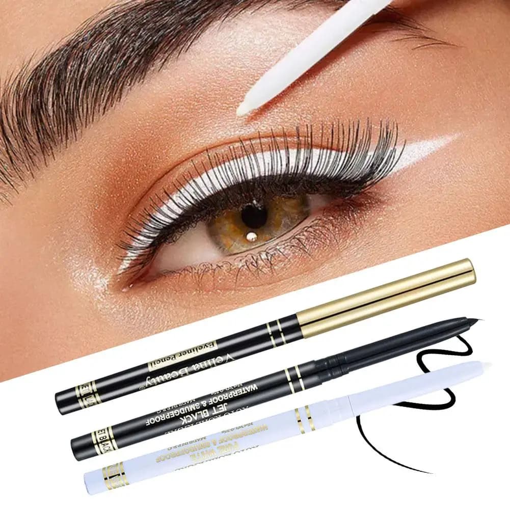 Penna gel per eyeliner bianco nero duraturo Liquido impermeabile Eyeliner ad asciugatura rapida Occhi Trucco Eye Liner Matita cosmetica in fiore E5X8
