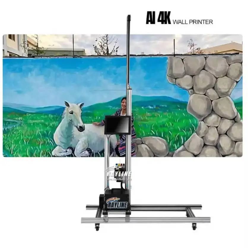 Pulizia automatica AI 4K Macchina da stampa da parete Stampante da parete UV verticale portatile 3D Decorazione per interni ed esterni Pittura Vetro Legno di lime PVC