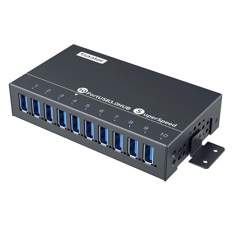 Hub USB Sipolar A-103 a 10 Porte, Docking Station USB-C per Dispositivi Multipli, Caricatore USB 3.0