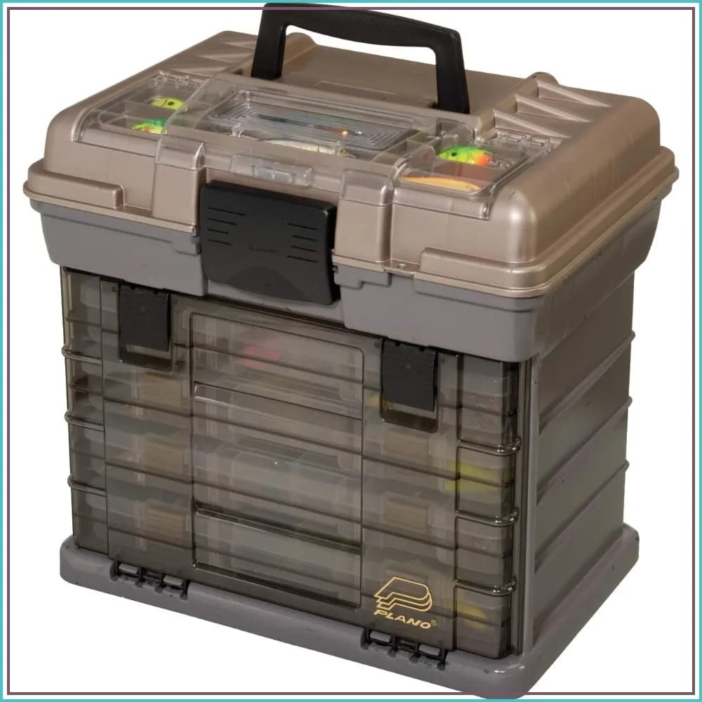 StowAway 4-By Rack System Tackle Box, Holds 4 3700 Utility Boxes, Quick-Access Top Storage with Clear Lid, Durable & Adaptable Fishing Box