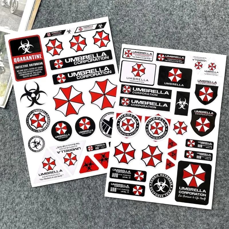 Hot Residents Evils Umbrella Warning Stickers Waterproof Decals for Motorcycle Helmet Car Laptop Biohazard Decor