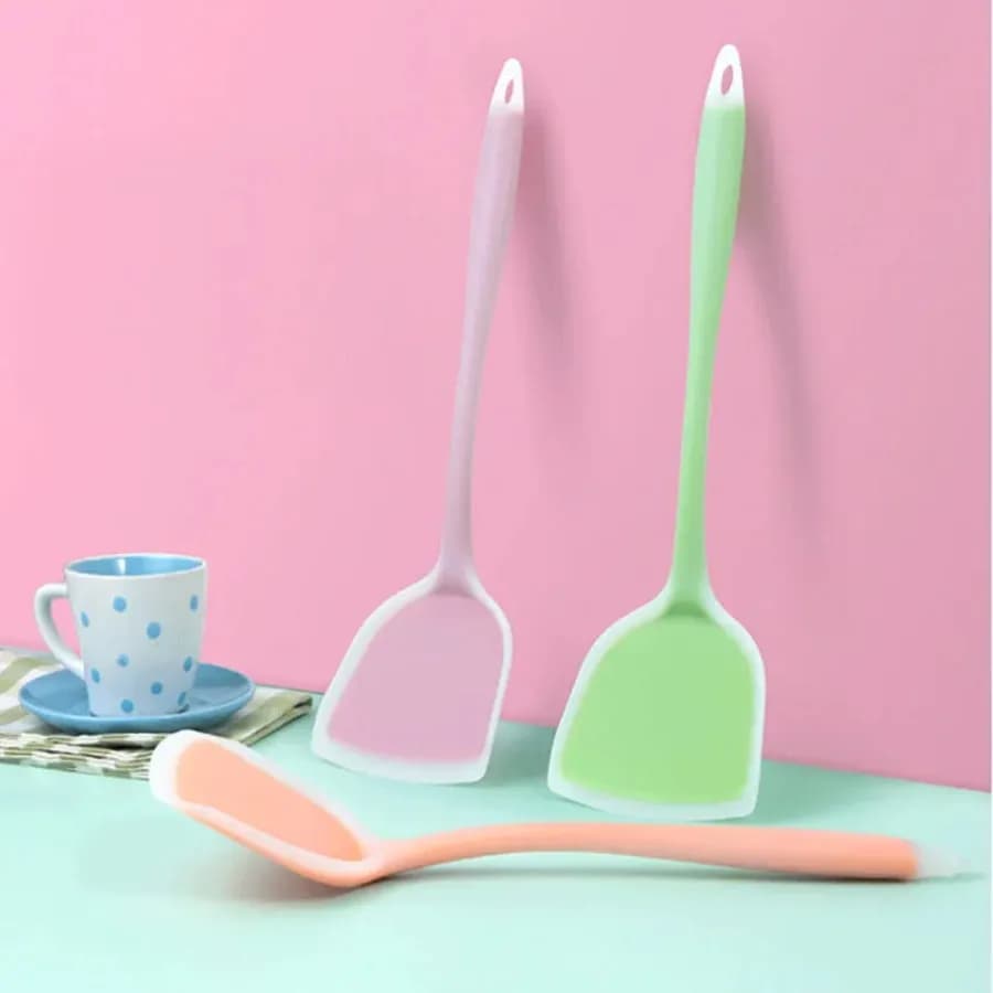 Set di Utensili da Cucina in Silicone Antiaderente, Padella per Uova e Pesce, Paletta, Spatola per Frittura