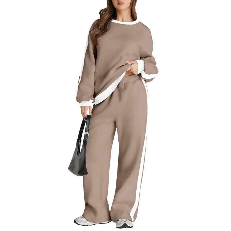 Felpa Pullover Casual Elegante Primaverile e Autunnale con Blocchi di Colore, Maniche Lunghe, Stile Comodo e alla Moda per il Lavoro