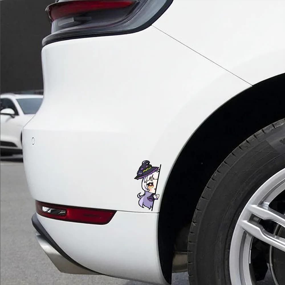Hololive Murasaki Shion Car Sticker Waterproof Vinyl Decal Anime Girl Peek Design for Auto Motorcycle Laptop Bumper Window Decor