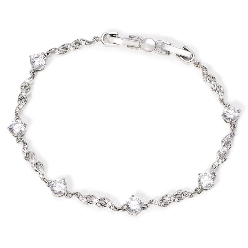 MxGxFam ( 19.5 cm X 5mm) adorable AAA bracelets + white/blue zircons for women's fashion jewelry gold plated