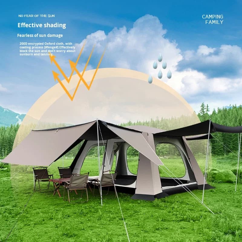 Hot selling：Ultra-Lightweight 4-6 People Outdoor Tent Quick Setup Oxford Fabric Rainproof Sunproof Convenient Camping Travel Alu