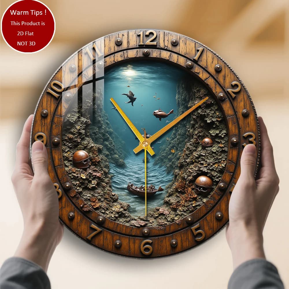Tempered glass wall clock Underwater watch for cave ship suitable for wall decorations or table displays everywhere