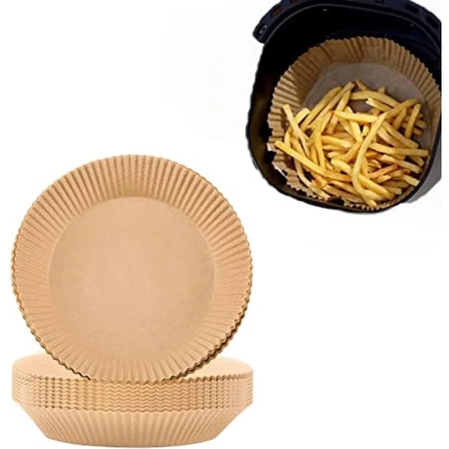 Air Fryer Liners Disposable, 100 PCS Non-stick Parchment Paper Liners Round, Grease Proof Bakery Baking Paper for Airfryer Bask
