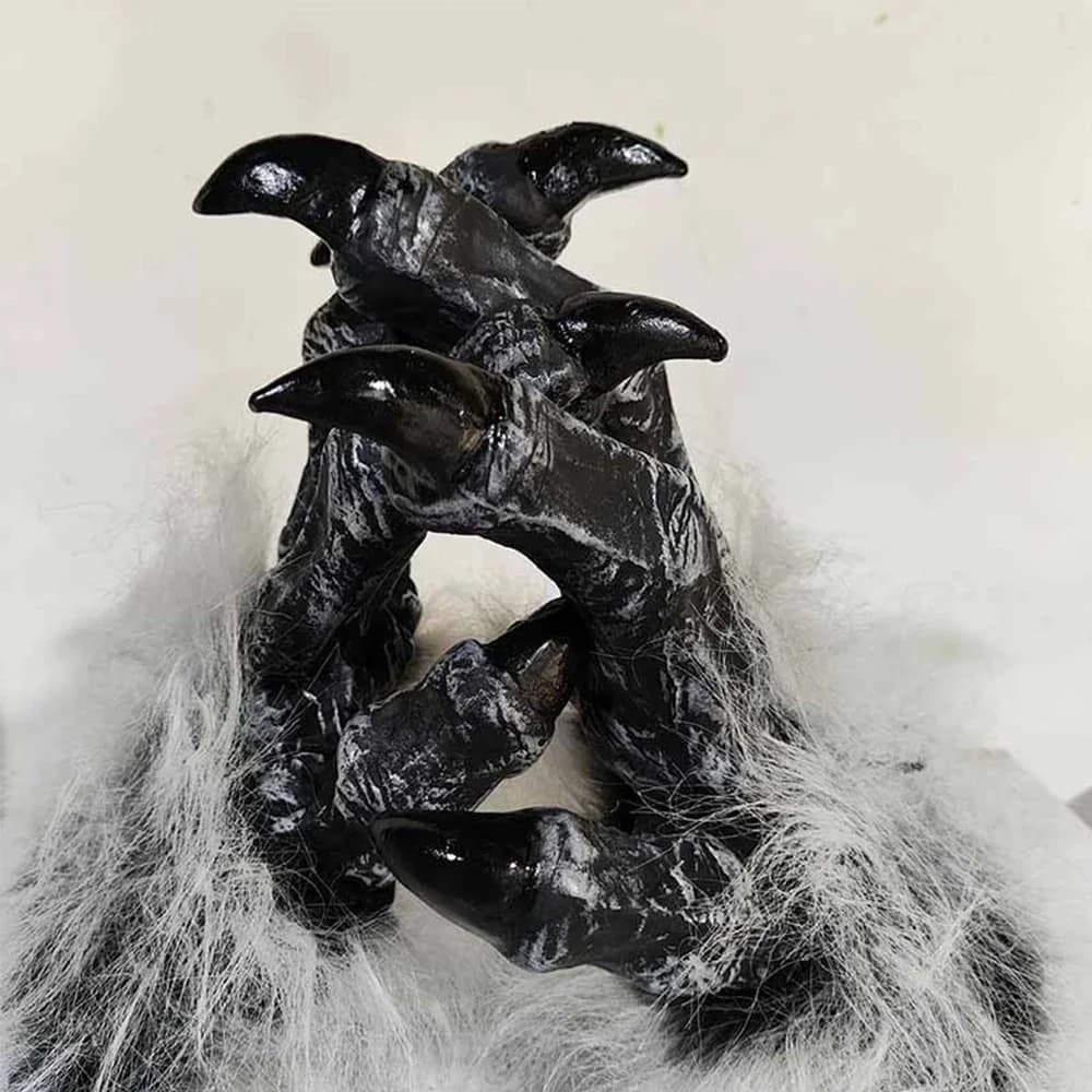 Guanti da lupo per feste di Halloween Peluche in lattice Costume da lupo mannaro Unghie Mani per adulti Zampe Artiglio per oggetti di scena Guanti pasquali per feste cosplay