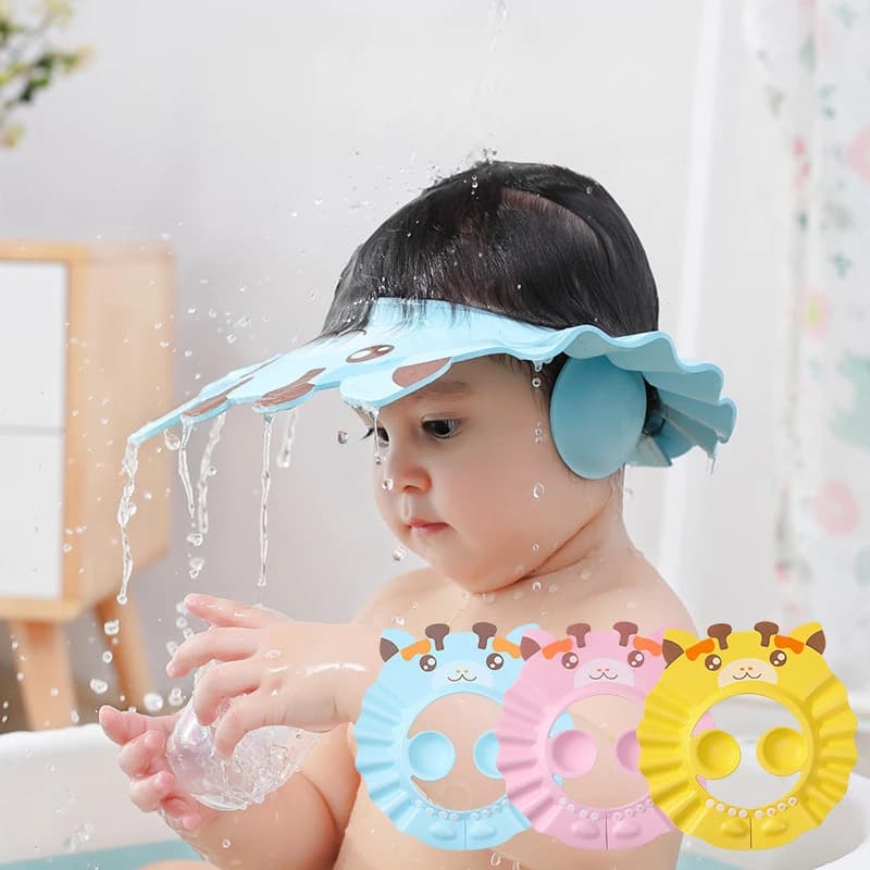 EVA Baby Shower Cappucci morbidi Cappello per lavaggio capelli regolabile per 0-6 anni Shampoo per bambini Bagno Doccia Proteggi la copertura della testa