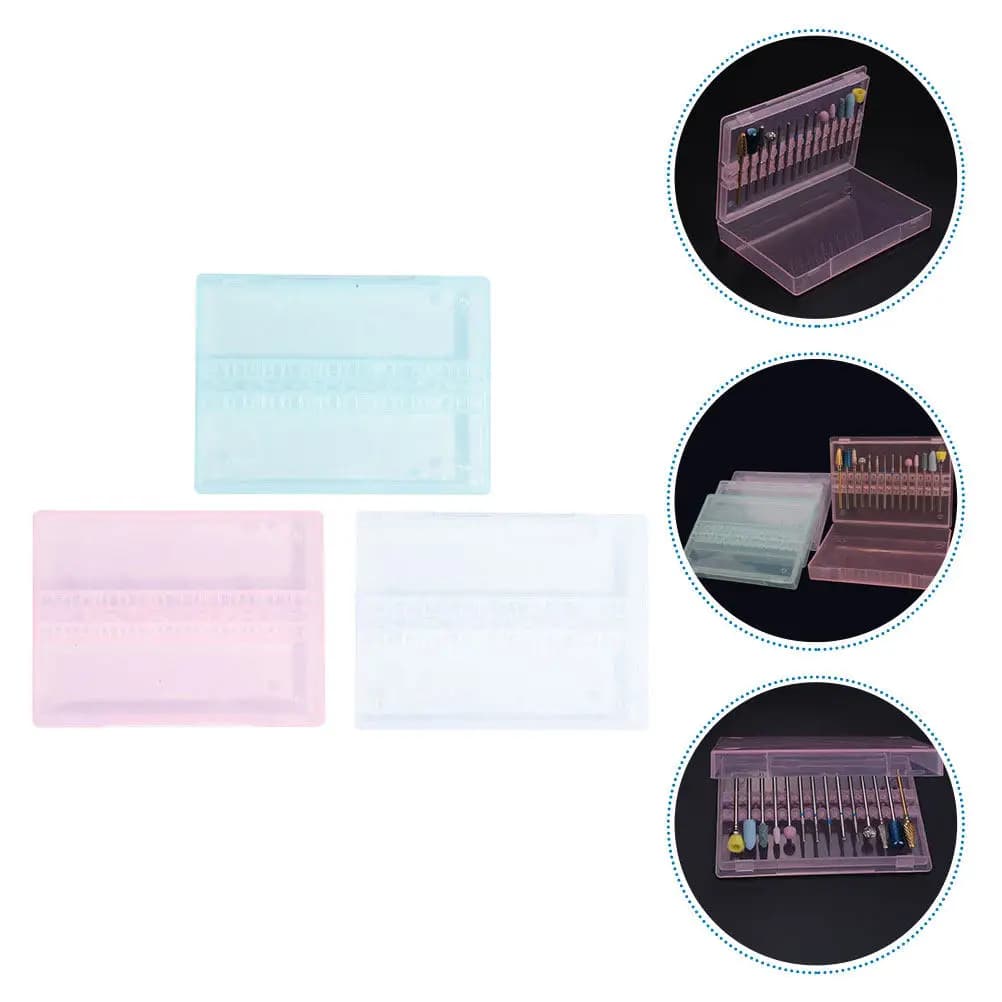 Set of 3 Boxes for Organizing Nail Drill Tips, Polishing and Grinding Head Display, for Professional and Home Use