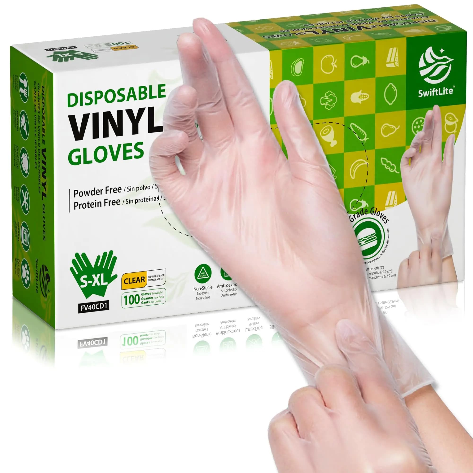Guanti in Vinile Monouso per Alimenti - Senza Lattice e Senza Polvere per Cucina, Pulizia e Preparazione Cibo