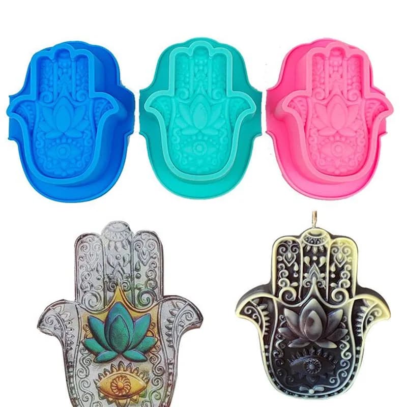 Mano di Fatima Buddha Mano Fiore Stampo in silicone Stampi per sapone per aromaterapia fatti a mano Forma di fiore Stampo per candela occhio di Dio