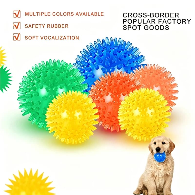 New Pet Toy Ball Cat Puppy Sounding Toy Tooth Cleaning Ball Training Pet Teeth Chewing Toy Thorn Balls Accessories GWJ07