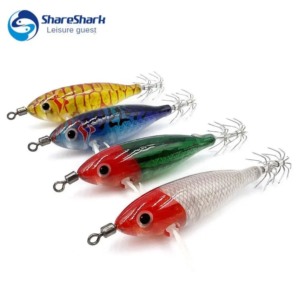 Fishing bait 80mm, Luminous Artificial Calamaro, Jig in Wood 5.7g, Calamari and Seppie baits, Fishing in Profonde Waters