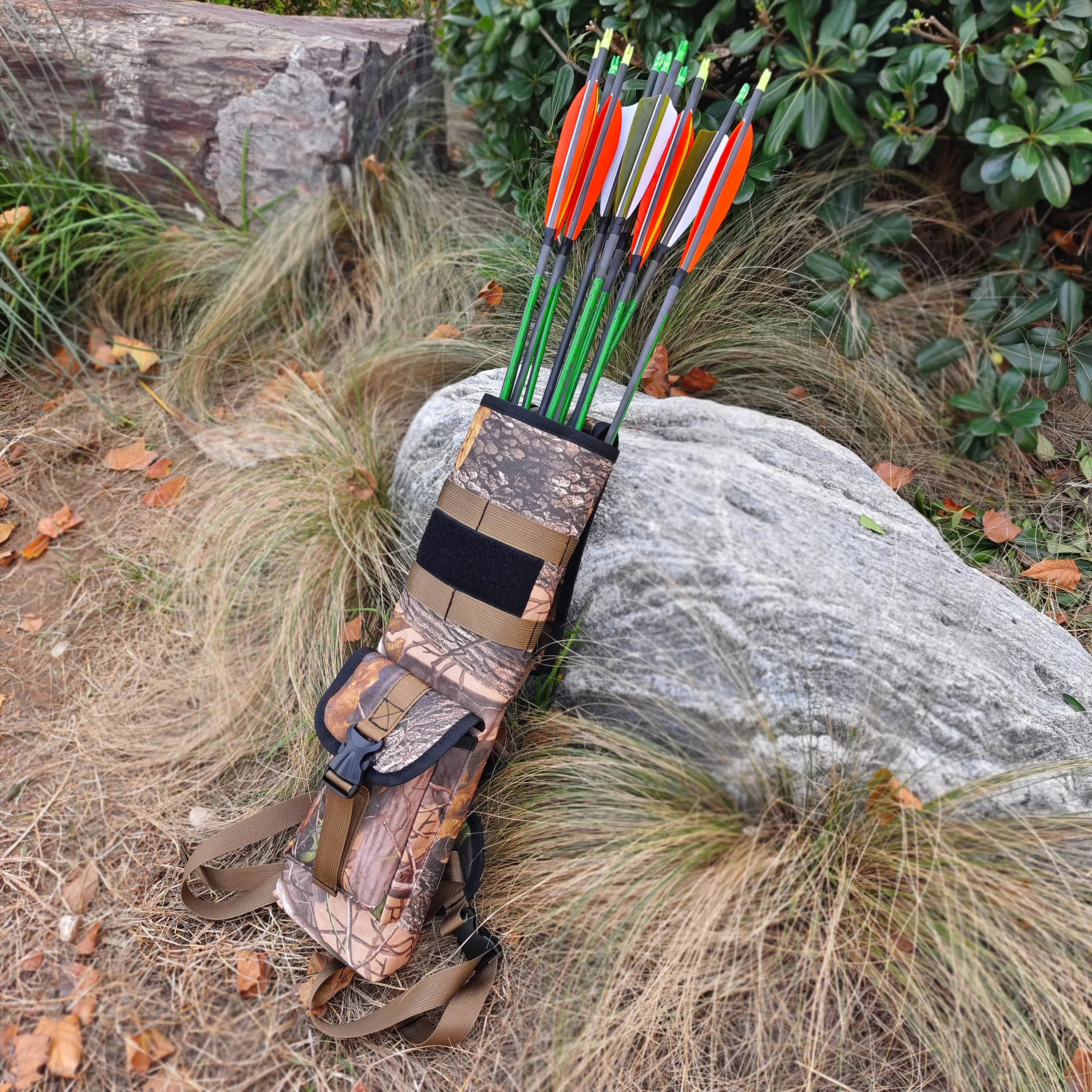Archery Arrow Quiver PVC Back Arrow Bag Holder Adjustable Left/Right Hand Outdoor Compound Recurve Bow Shooting Target Hunting