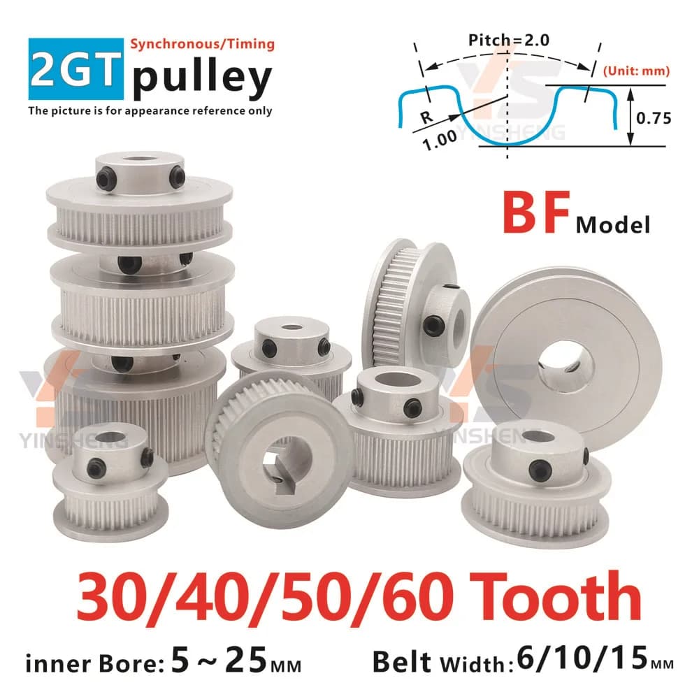 2GT Timing Belt Pulley 30T/40T/50T/60T Tooth Width 7/11/16mm Inner Hole 5-15mm G2M Synchronous Wheel for Precision Drive Systems