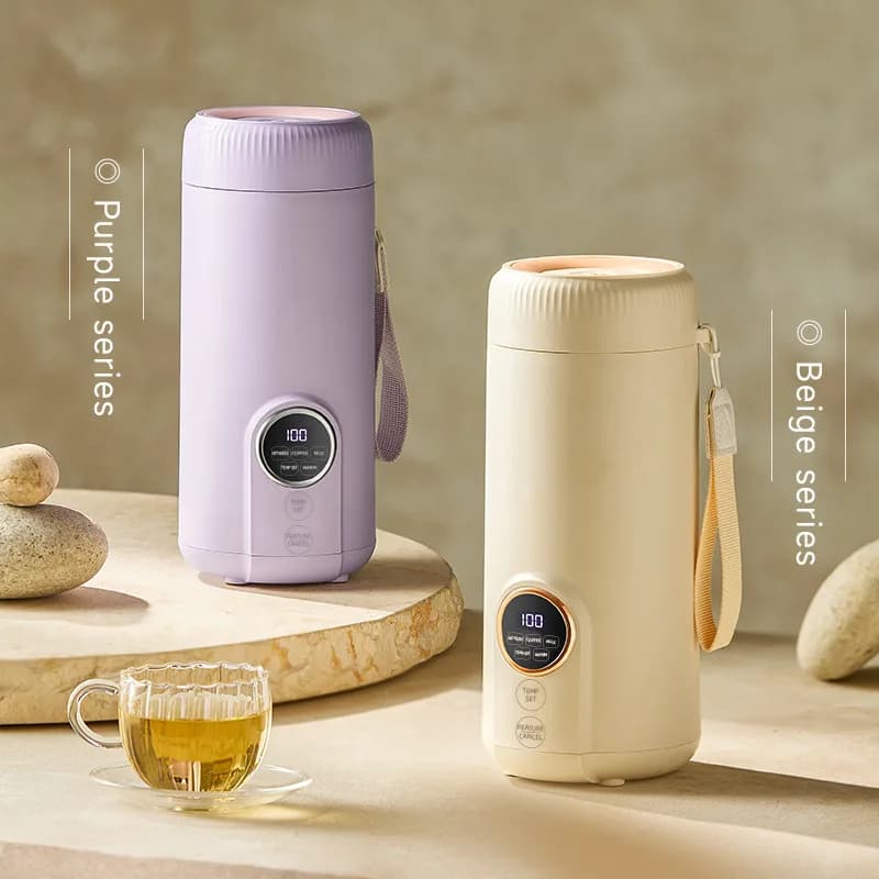 Portable Electric Heating Cup SUS316 Stainless Steel Inner Liner Mini Travel Electric Kettle Digital Temperature Display Auto Ke