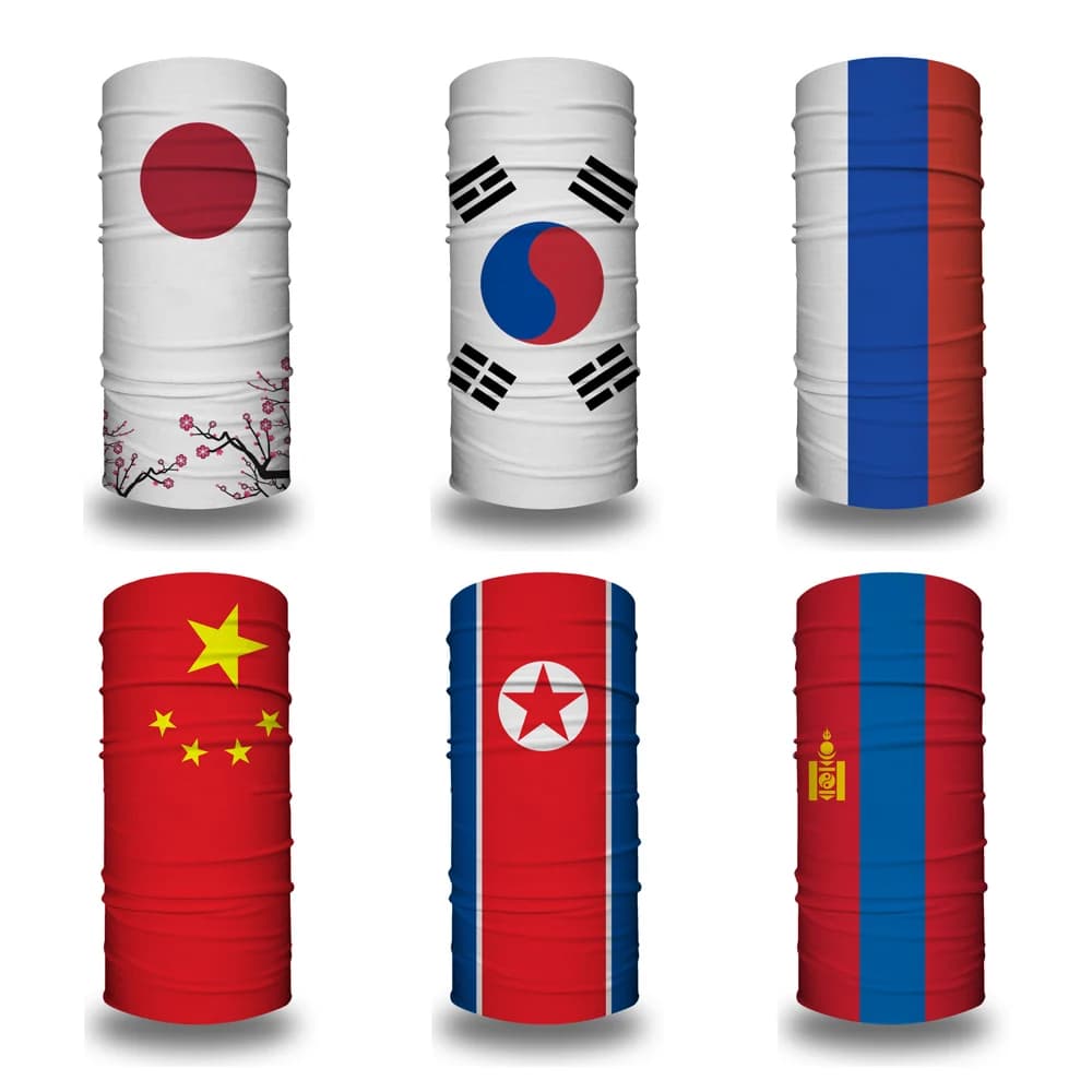 Giappone corea Russia Mongolia modello bandiera scaldacollo scaldacollo bandiera nazionale del nord-est asiatico faccia Bandana Biker tubo sciarpa copricapo