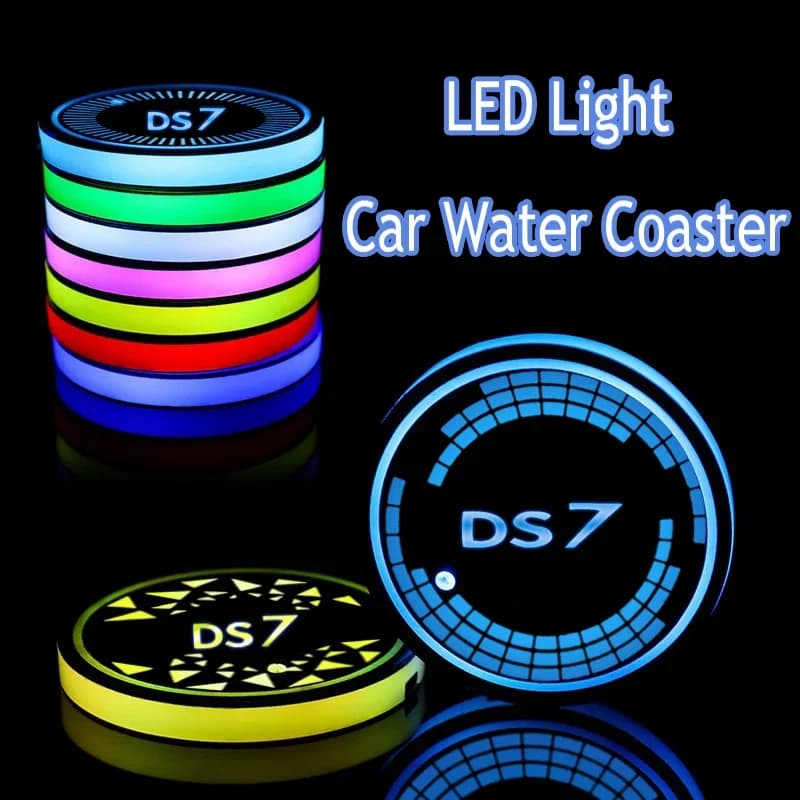 Creativo per Citroen DS7 Car Water Drinking Bottle Holder Mat luminoso 7 colori Light Coaster Pad Organizer Holder Styling