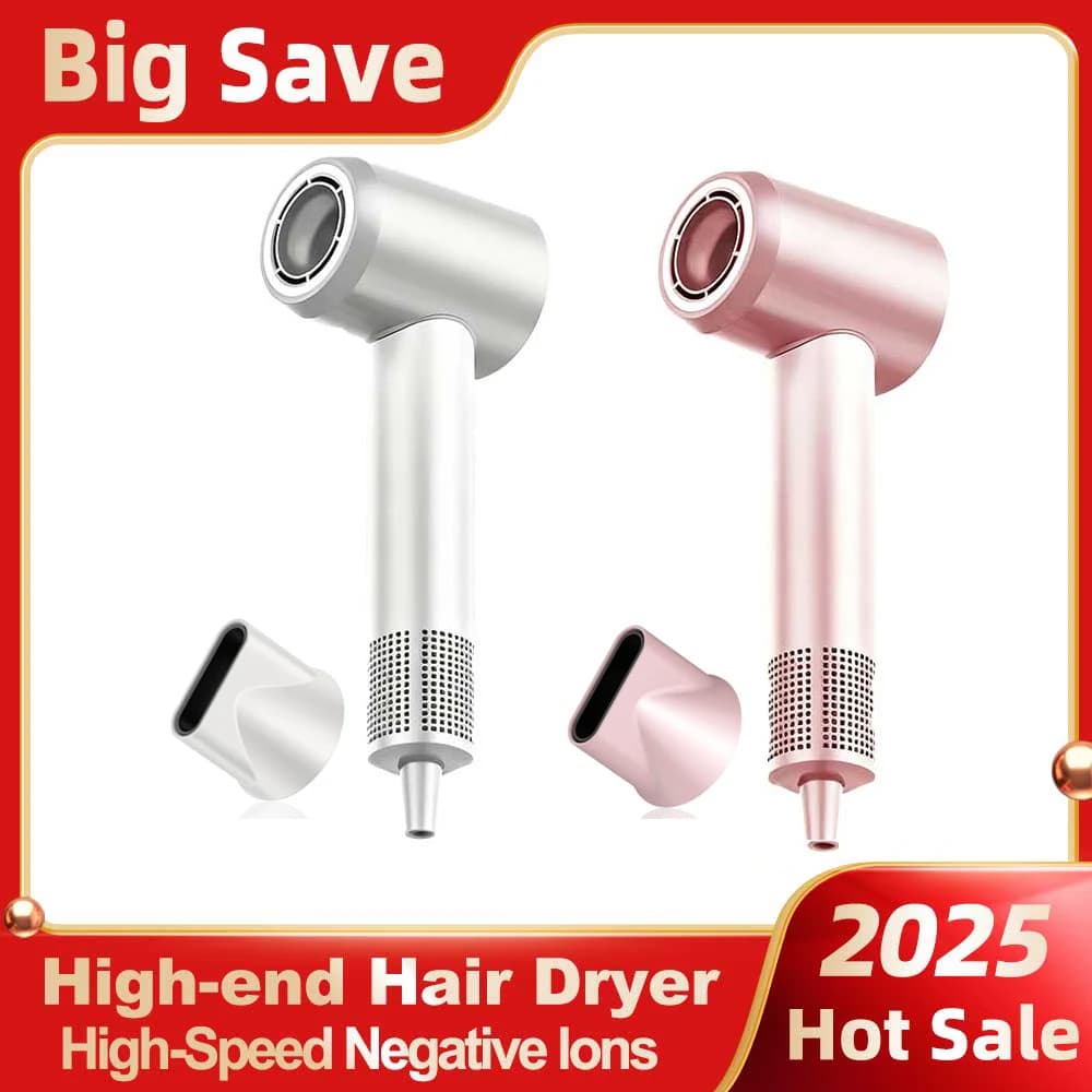 ABIR hair dryer, high speed, intelligent temperature control, magnetic nozzle, low noise, fast drying negative ions for professional hair care