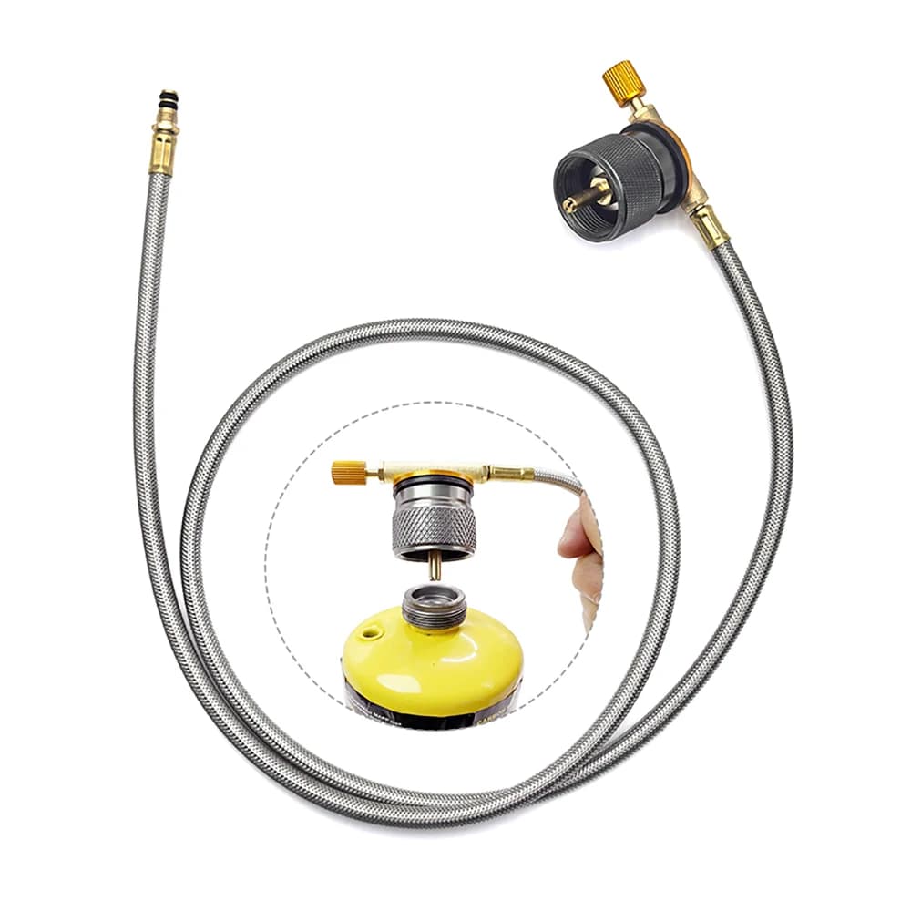 100cm Stainless Braided Gas Extension Hose With Control Valve & MAPP Gas Adapter for Outdoor Camping Stove Use