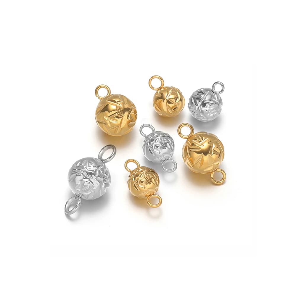 20pcs Stainless Steel Carved Snowflake Ball Charms Necklace Pendants Connectors for DIY Fashion Jewelry Making Bracelet Findings