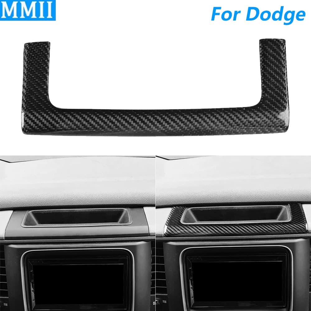 For Dodge RAM 1500 2500 3500 2013-2018 Royal Carbon Fiber Saw Central Control Dashboard Storage Box Cover Frame Car Accessories