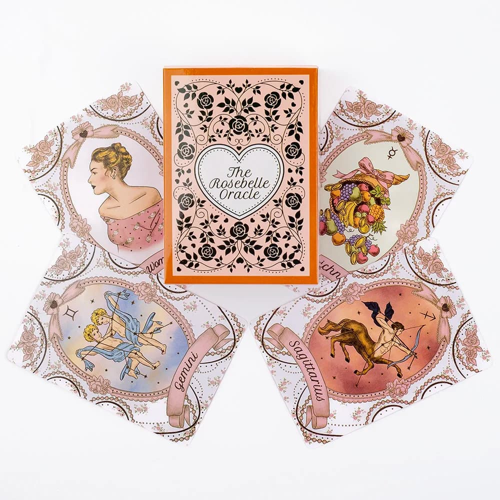 10,2*7,2 cm The Rosebelle Oracle Cards - Mazzo di 65 Carte Versione Inglese per Divinazione, Gioco da Tavolo, Intrattenimento