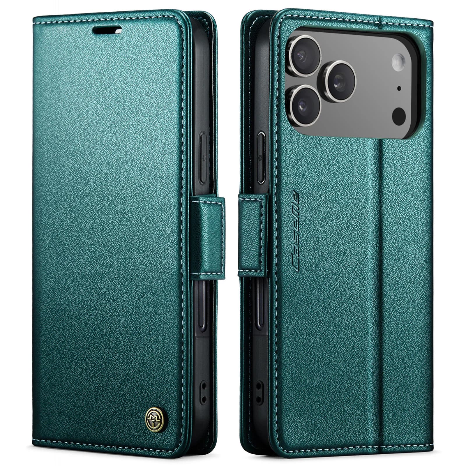 Per iPhone 17 Pro Max Custodia CASEME Serie 023 Custodia per telefono con supporto a portafoglio in pelle con blocco RFID - Verde