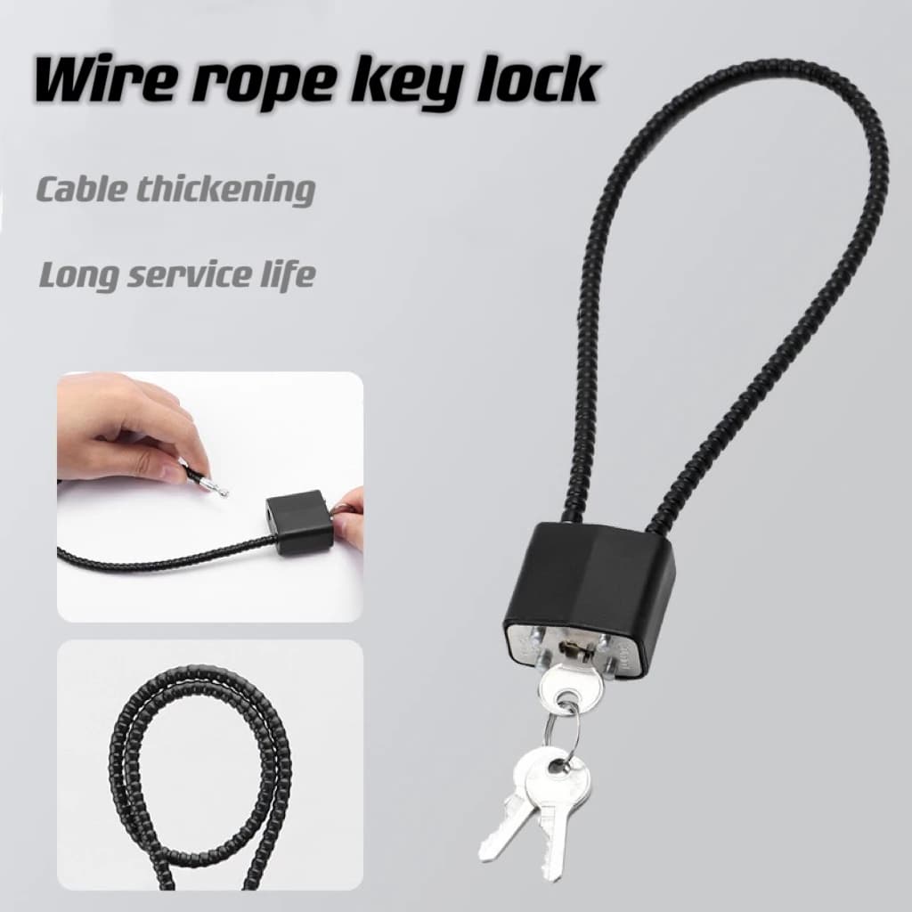 Anti-theft lock with 1pc soft steel cable with more dimensions for cabinets, helmets, baskets, keys, suitable for interior and exterior